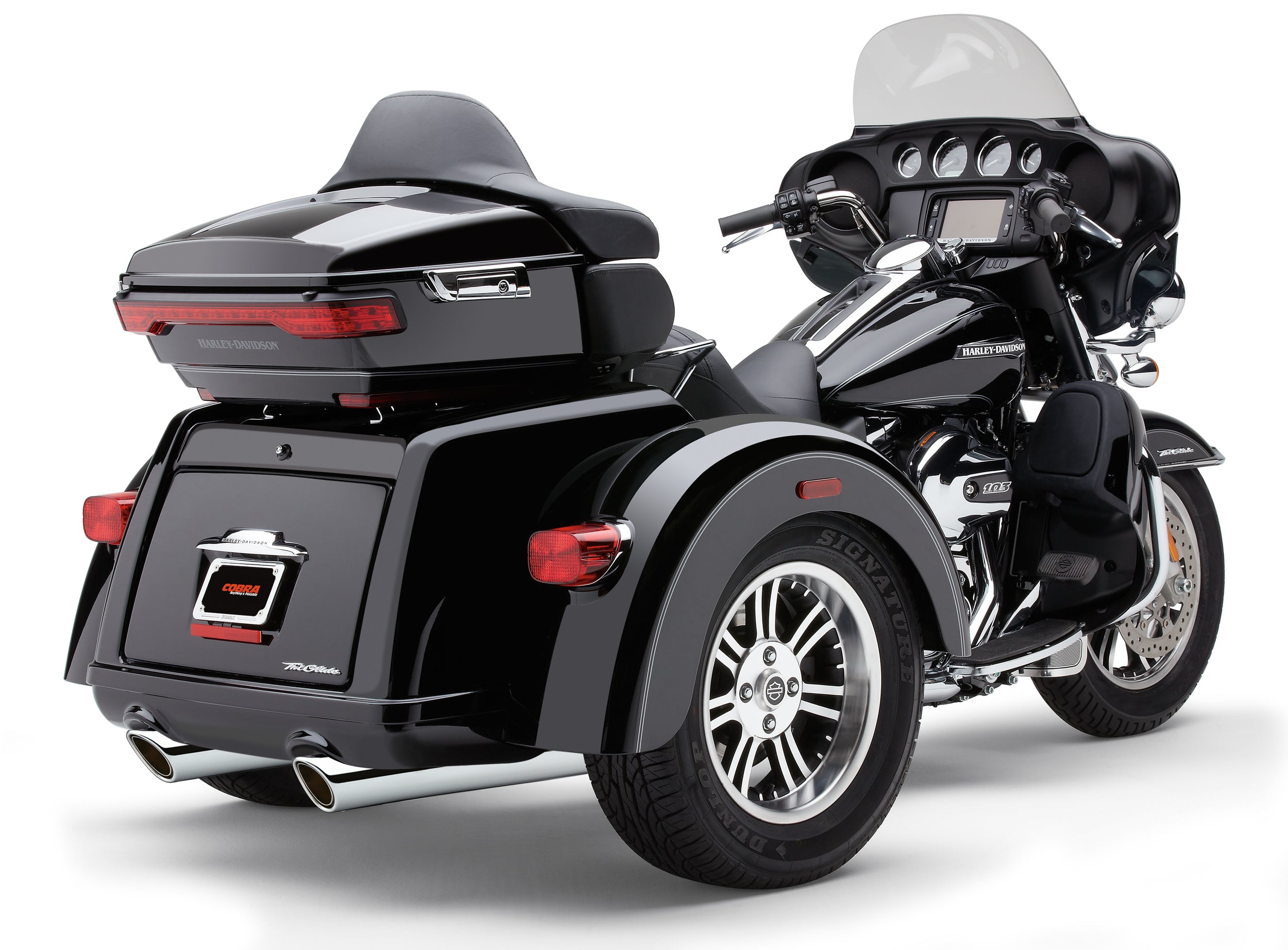 909-TWINS 4" SLIP-ONS CHROME TRI-GLIDE 09-22