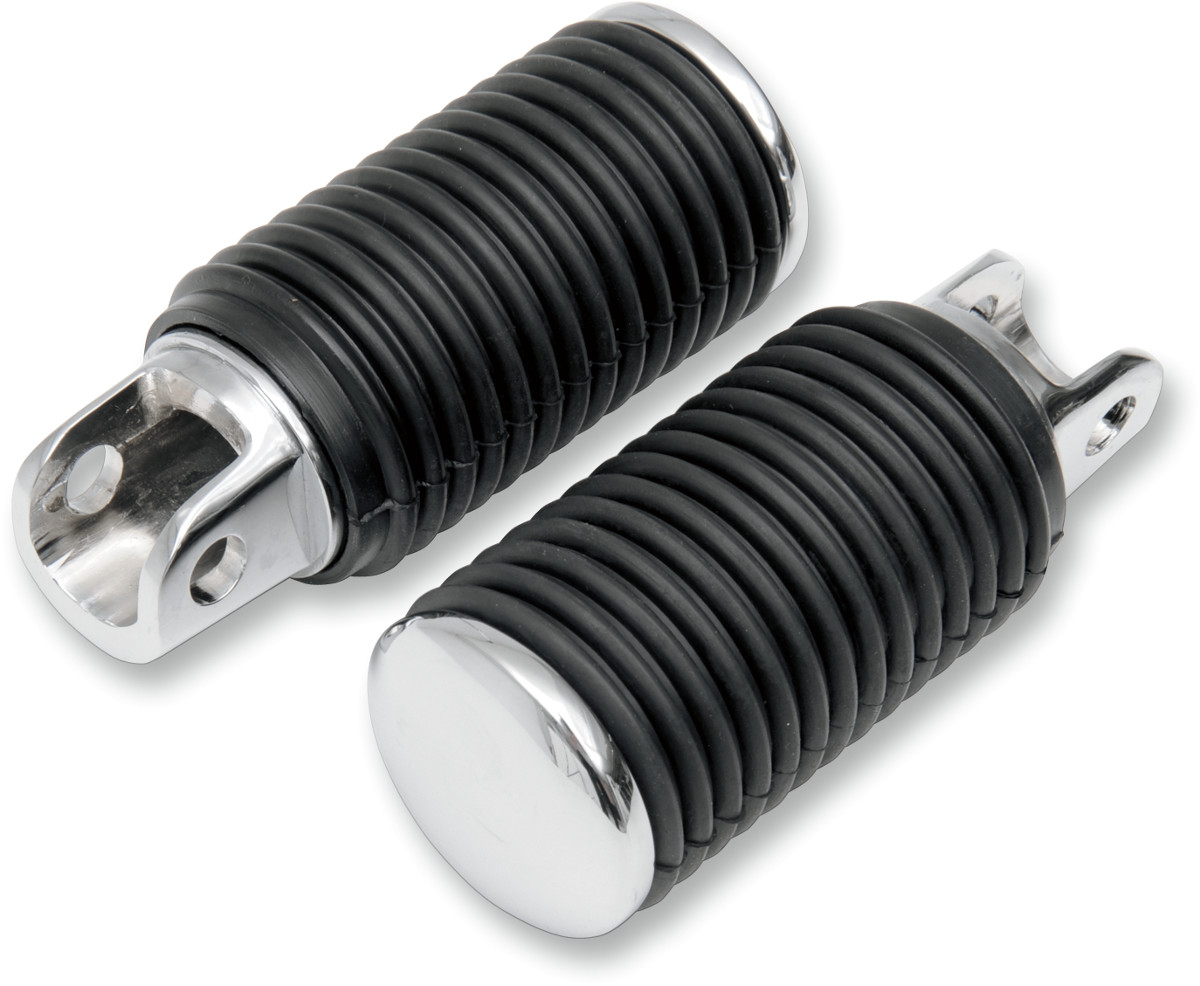 Chrome Foot Pegs with Rubber Sleeves — Pair