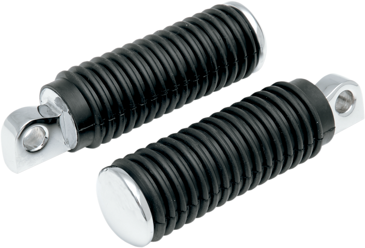 Chrome Foot Pegs with Rubber Sleeves — Pair