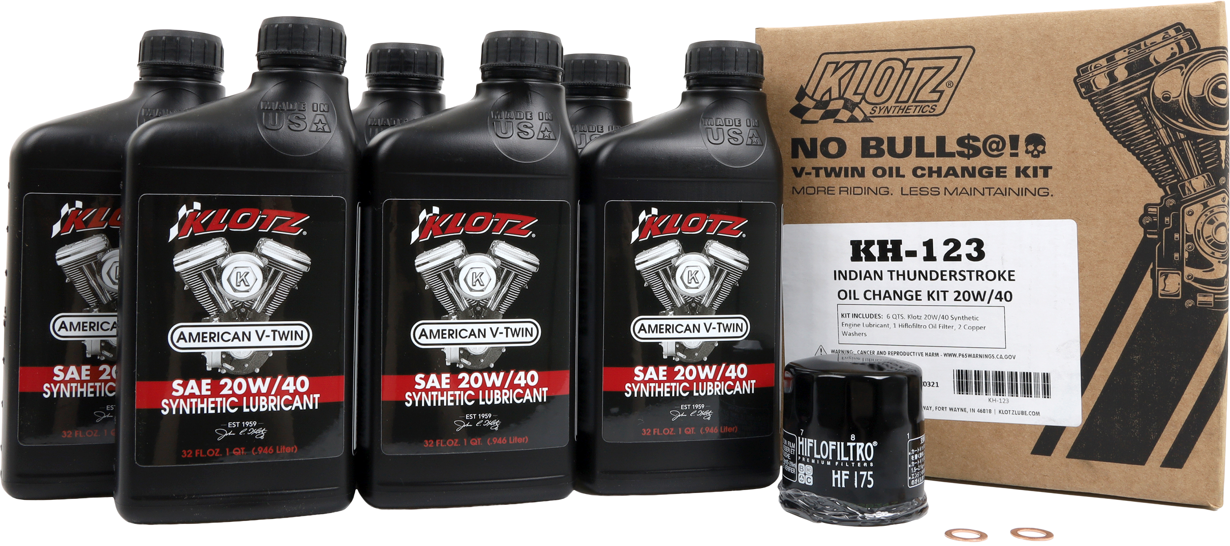Indian® Motorcycle Thunderstoke Engine 15W-6 Synthetic Oil Change Kit