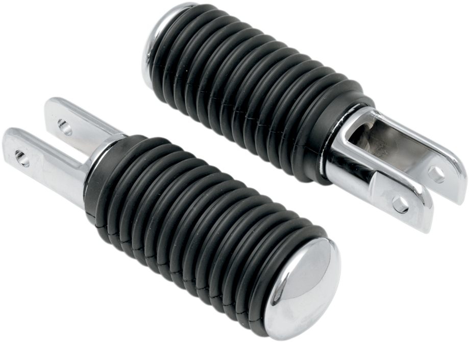 Chrome Foot Pegs with Rubber Sleeves — Pair