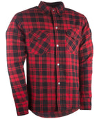 Front angle of the Marksman Flannel in red and black