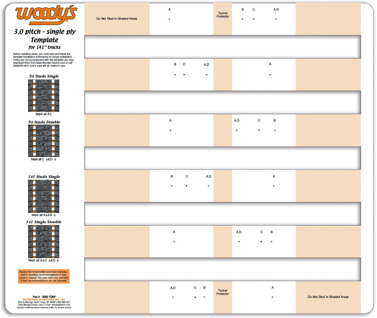 300S Studding Template