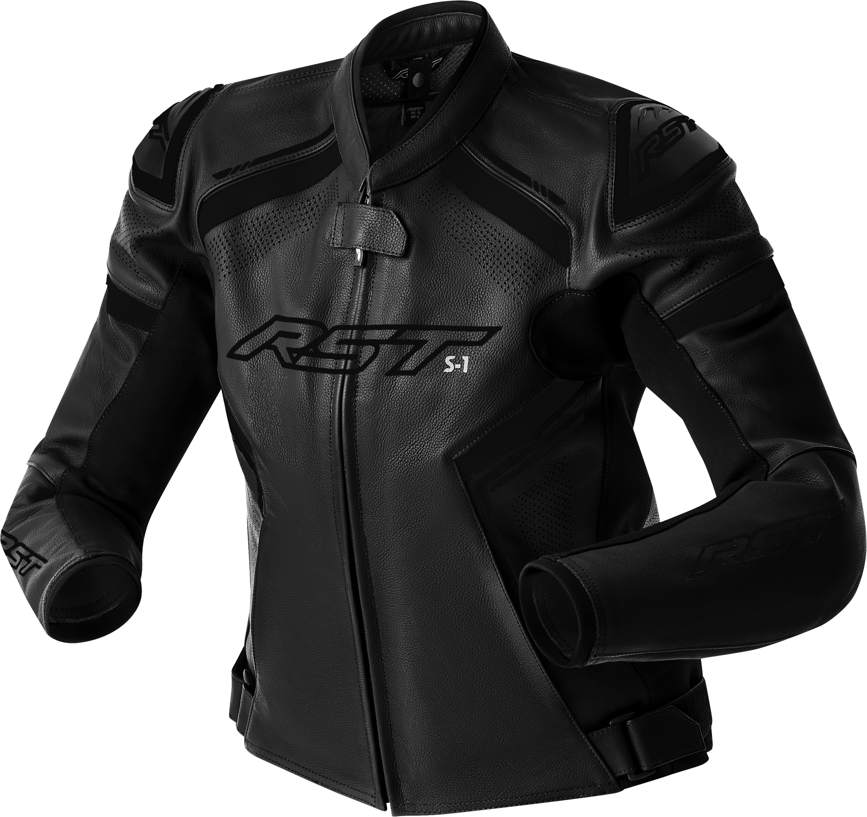 S1 D3O LEATHER LADIES JACKET BLACK/WHITE LG